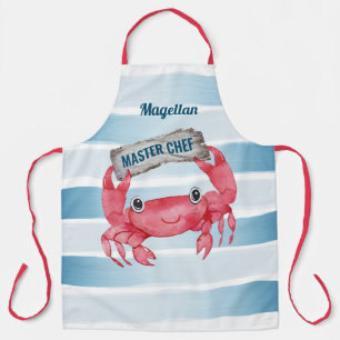 Tablier Crabe côtier Maison de plage Blue & White Stripe