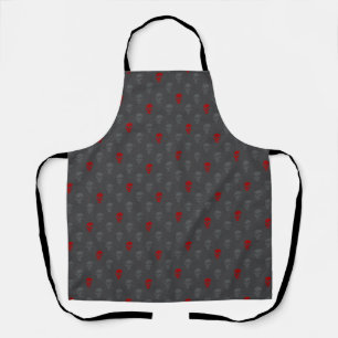 Tablier Crâne anatomique grungy À petits pois gris rouge