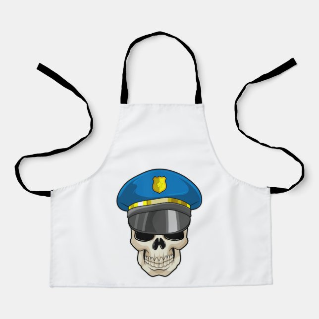 Tablier Crâne en tant qu'officier de police avec casquette (Recto)