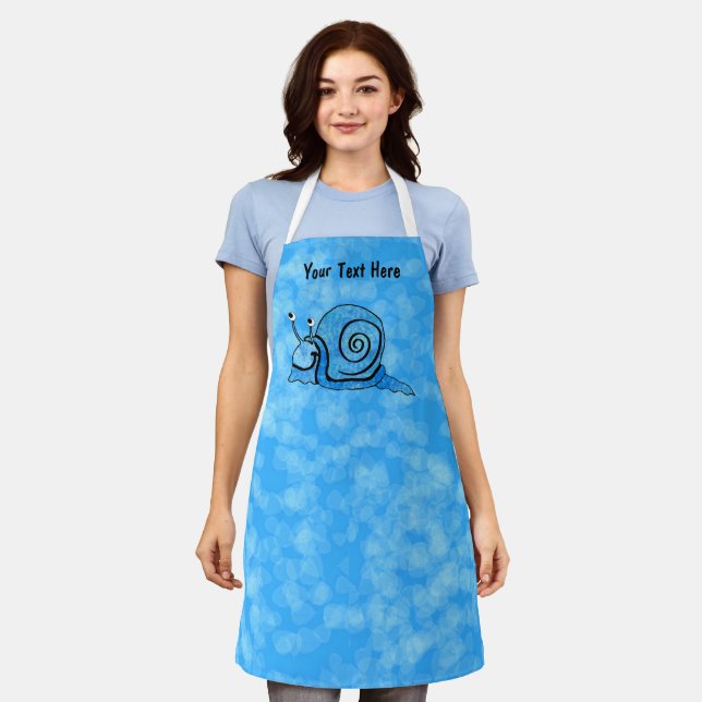 Tablier Cravate bleu escargot souriante Teinture à motif S (Porté)