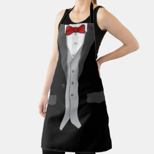 Tablier Cravate et veston noirs de la Bow rouge de Tuxedo