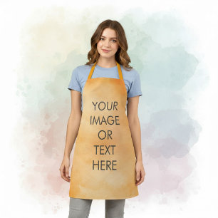 Tablier Create Your Own text watercolour orange Apron