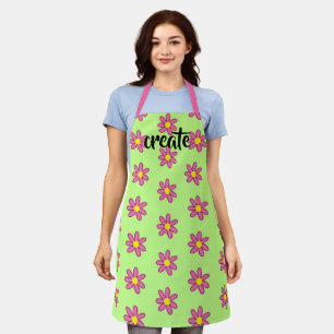 Tablier Créer Fun Floral Vert et Rose Apron