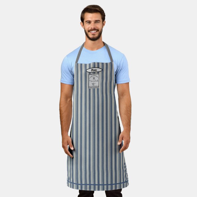 Tablier Crème Bleue Bleue Style Français Stripes Marmalade (Porté)
