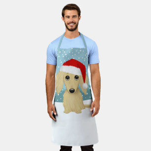 Tablier Crème Dachshund à poils longs Père Noël Chien de N