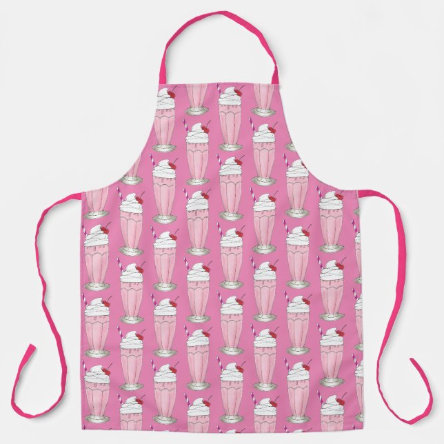 Tablier Crème de glace de fraise rose Soda Milkshake (Recto)