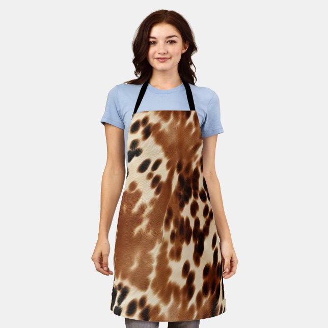 Tablier Crème Western Cowboy Brown Noir Cowhide (Porté)