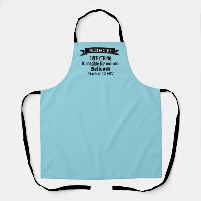 Tablier Croire en Miracles Bible Verse Bleu clair (Recto)