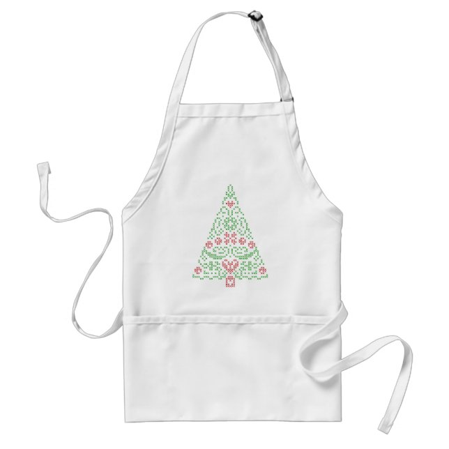 Tablier croisé d'arbre de Noël de point (Devant)