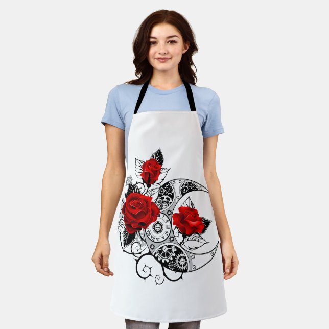 Tablier Croissant mécanique avec roses rouges (Porté)