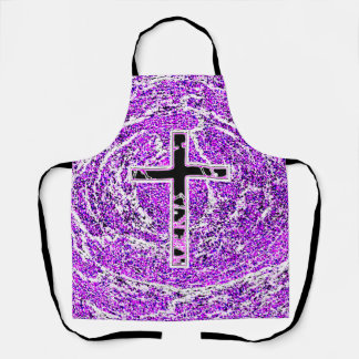 TABLIER CROIX NOIRE ET ROSE AVEC ARRIÈRE - PLAN VIOLET