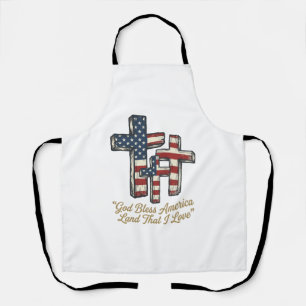 Tablier Croix Patriotique Dieu Bénisse l'Amérique Concepti