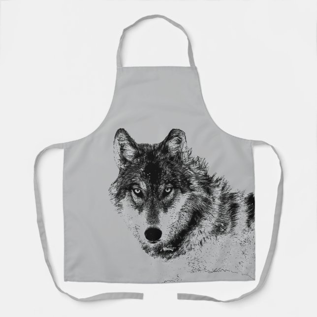 Tablier Croquis de loup gris (Recto)