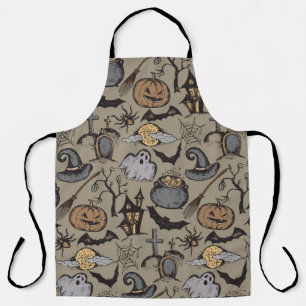 Tablier Croquis d'Halloween : Vintage sans fil