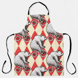 Tablier Croquis ours sur vélo en style vintage, p transpar