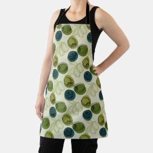 Tablier Croquis vert Olive Dessin Cuisine Motif
