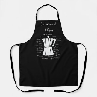 Tablier Cuisine art Italien Espresso café noir