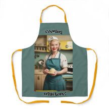 Cuisine Avec Amour Bleu Adulte Apron Yellow Straps