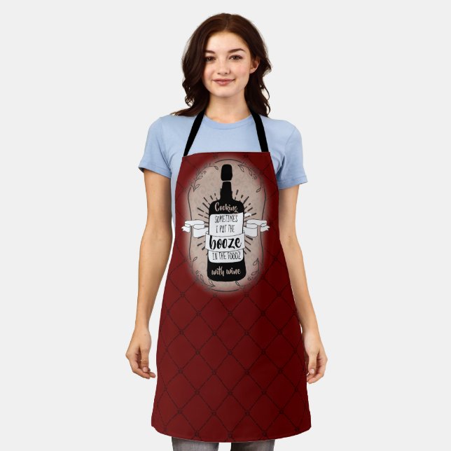 Tablier cuisine bouteille de vin avec cuisine personnalisé (Porté)