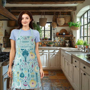 Tablier Cuisine Chic Boho - Pastel Bleu avec Flèches et Lu