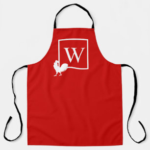 Tablier Cuisine de campagne au poulet à monogramme initial