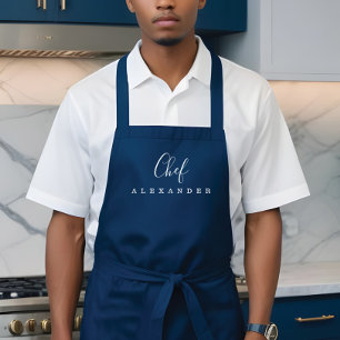 Tablier Cuisine de chef bleu marine minimaliste moderne no