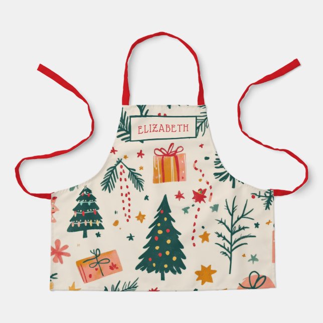 Tablier Cuisine de Noël personnalisée pour enfants (Recto)