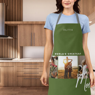 Tablier Cuisine de trois photos Rustic Olive Green