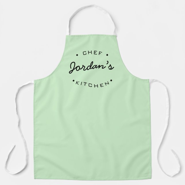 Tablier Cuisine du chef noir vert personnalisé (Recto)