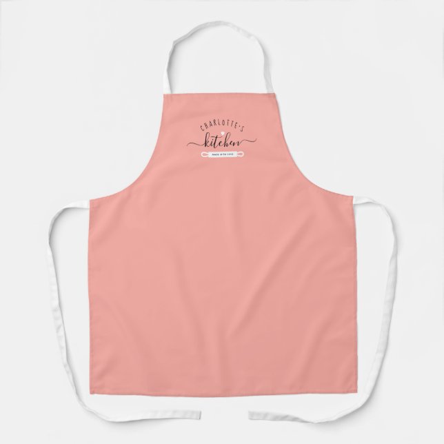 Tablier Cuisine Faite Avec L'Amour Moderne Pink Nom Person (Recto)