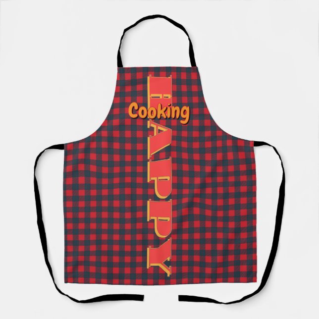 Tablier Cuisine Heureuse Chèques Rouges (Recto)
