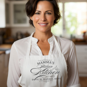 Tablier Cuisine Italienne Élégante de Nonna Personnalisée 