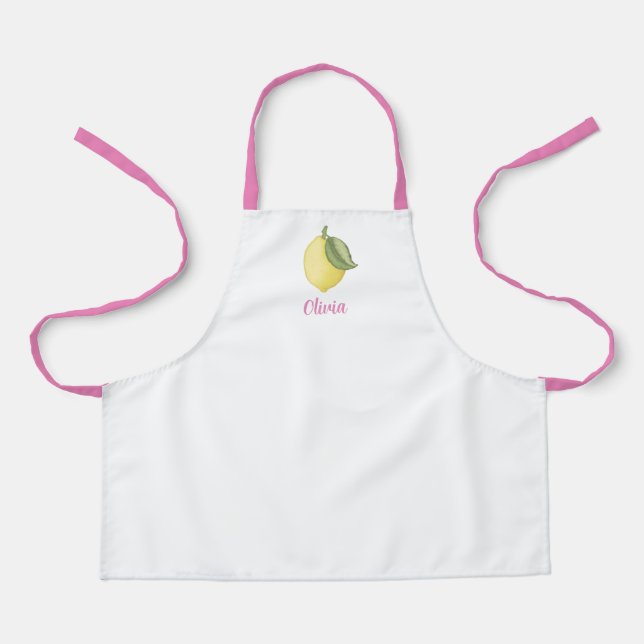 Tablier Cuisine personnalisée en citron - rose (Recto)