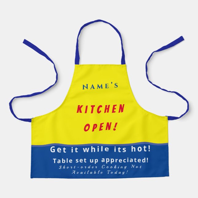 Tablier Cuisine personnalisée Ouverte + 3Commentaires Amus (Recto)