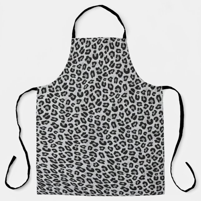 Tablier Cuisine Poster de animal Leopard gris argenté (Recto)