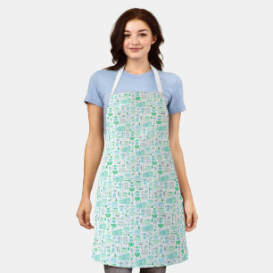 Tablier Cuisine Rétro Menthe et Turquoise