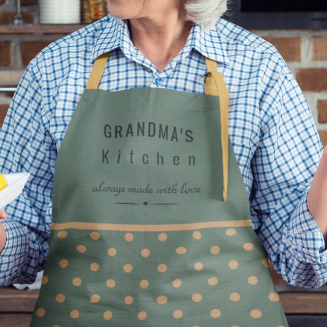 Tablier Cuisine sur mesure Grand-mère bleu avec Pois bronz (Créateur téléchargé)