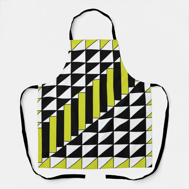 Tablier Cuisine Triangle Géométrique Vert Noir Rectangle (Recto)