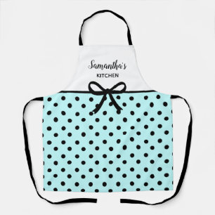 Tablier Cuisine Turquoise et noire Pois Cute Kitchen