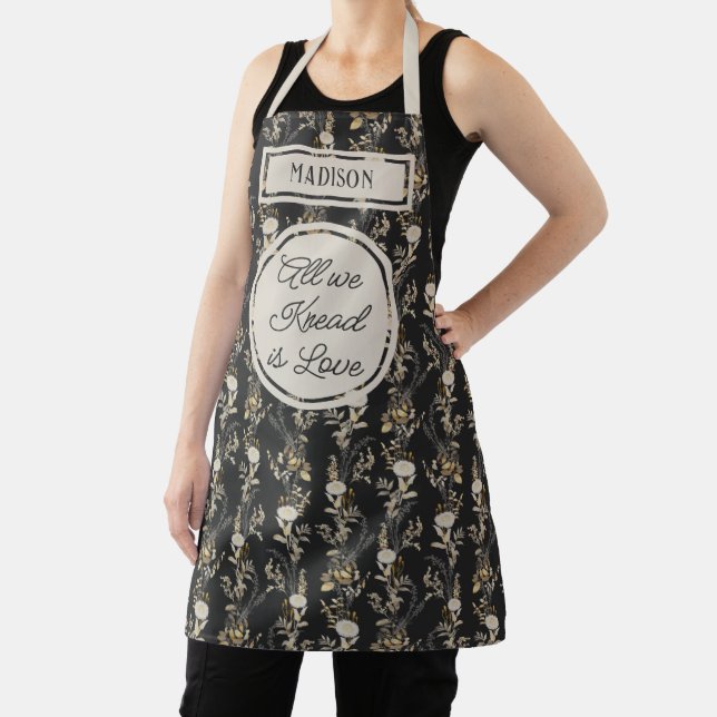 Tablier Cuisine Vintage Gold Floral (Insitu)