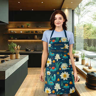 Tablier Cuisine Zen Sérénité Florale - Lotus Blanches & Ét