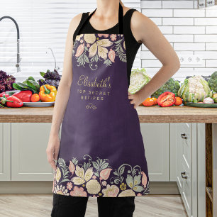 Tablier Cuisinier de cuisine florale élégante rustique de