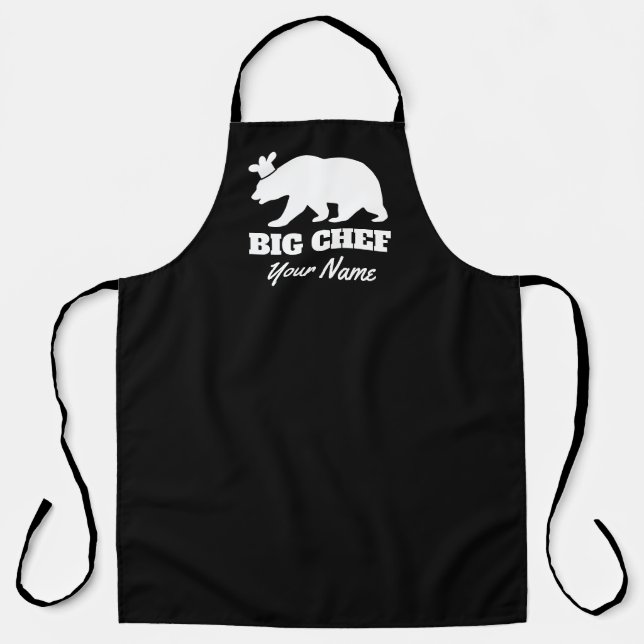 Tablier Cuisinier sur mesure drôle ours noir BBQ cuisine A (Recto)