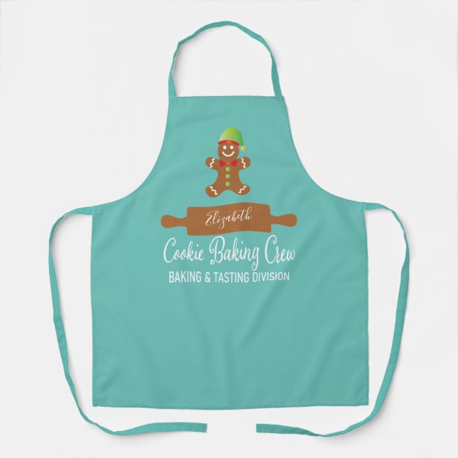 Tablier Cuisinière biscuit Crew Blue Christmas Apron (Recto)