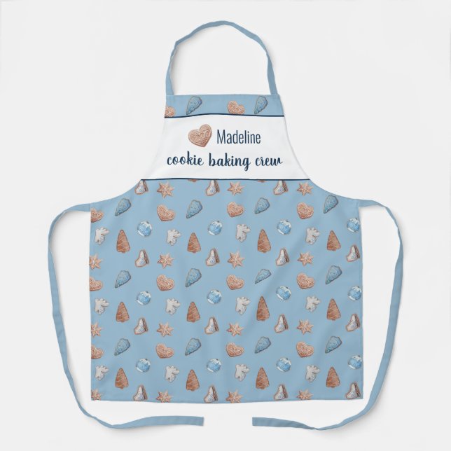 Tablier Cuisinière biscuit Crew Blue Personnalisé (Recto)