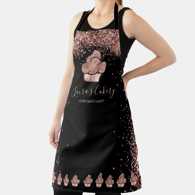 Tablier Cupcake Bakery Pastry Chef Glitter Drips Rose Gold (Insitu)