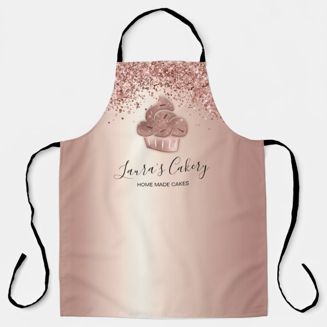 Tablier Cupcake Bakery Pastry Chef Glitter Drips Rose Gold (Recto)