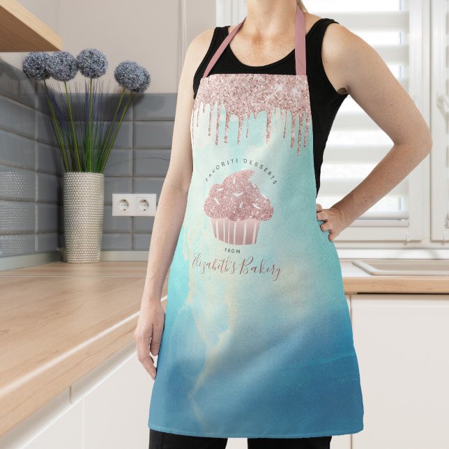Tablier Cupcake Boulangerie Rose Gold Drives Aquarelle ble (Créateur téléchargé)