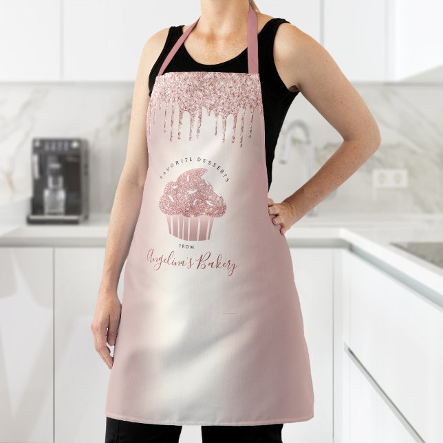 Tablier Cupcake Boulangerie Rose Gold Girly Parties scinti (Créateur téléchargé)