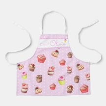 Cupcake personnalisé de chef aux pois roses mignon